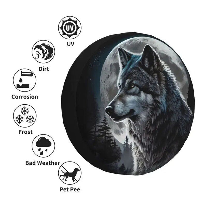 Wild Spirit Wolf Tire Cover – Custom Protector for 4x4, Trailer, RV Wheels