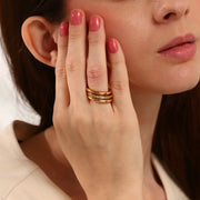 zircon three-piece gold plated ring set, view 4 - MRSLM