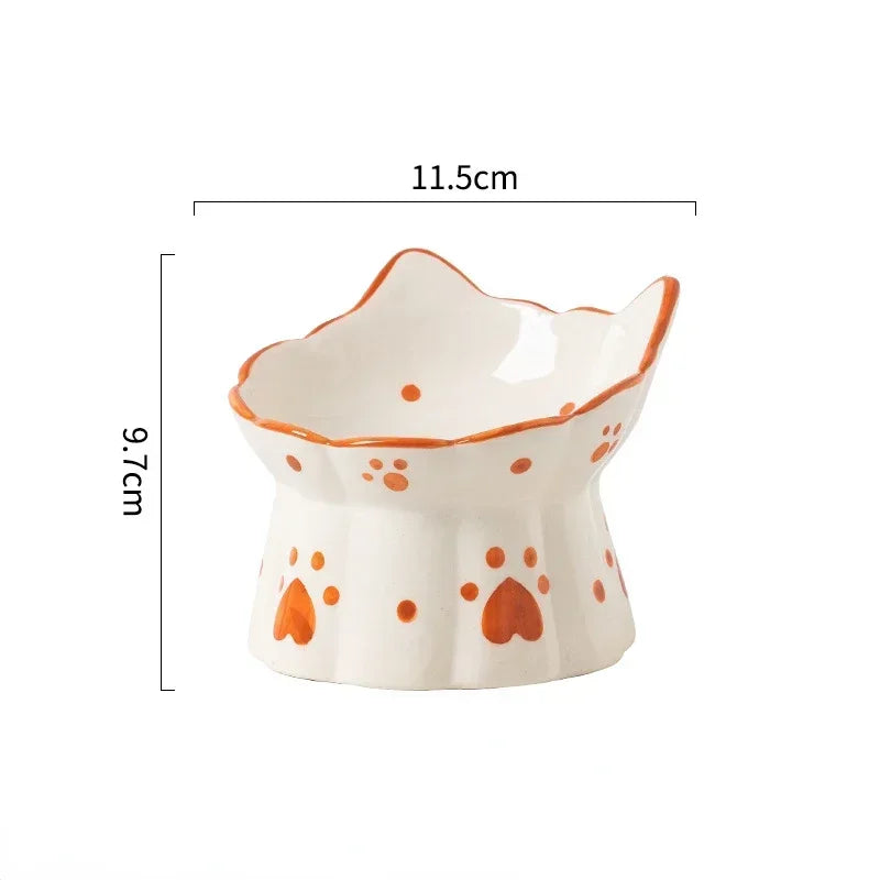 elevated cat ceramic food bowl set, view 8 - MRSLM