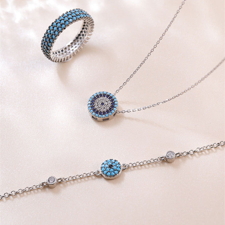 women's turquoise clavicle chain necklace, view 5 - MRSLM