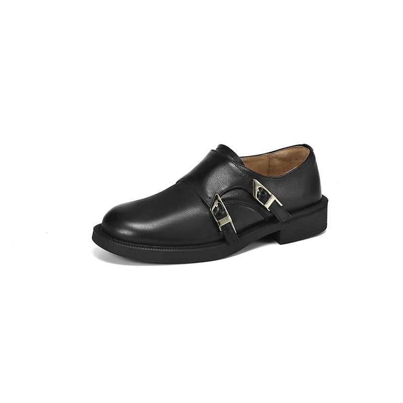 Vintage Women's Cowhide Leather Low Heel Slip-On Shoes