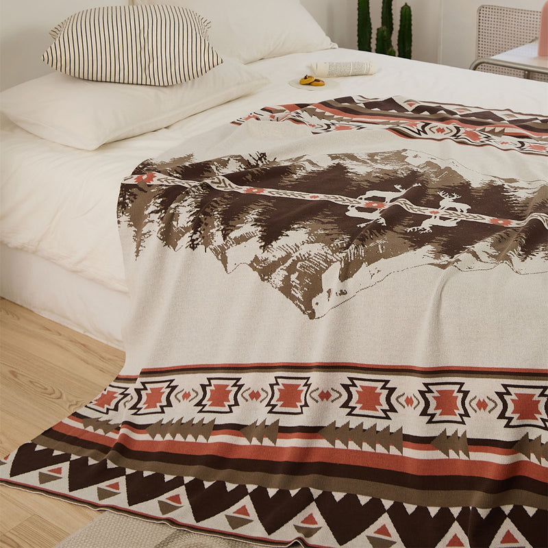 elk mountain forest cotton throw blanket, view 6 - MRSLM