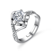 one carat moissanite heart open wedding ring, view 3 - MRSLM