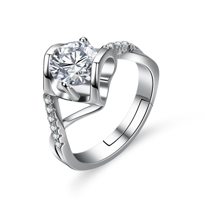 one carat moissanite heart open wedding ring, view 3 - MRSLM