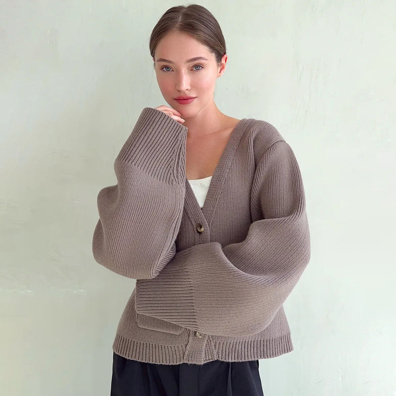 women's loose cardigan sweater, view 4 - MRSLM