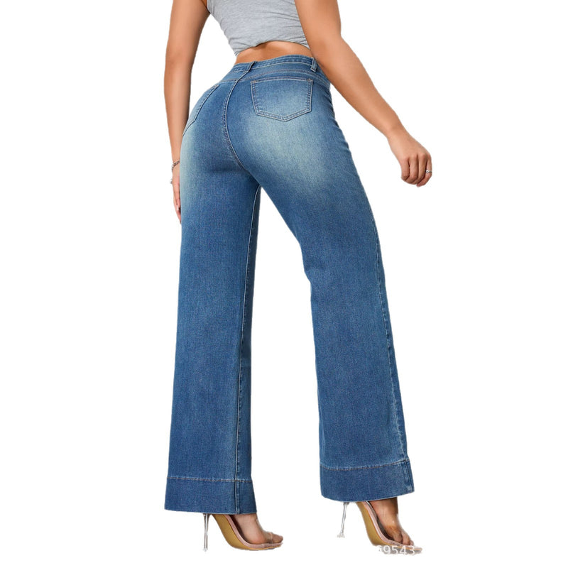 wide-leg cropped gray jeans for women, view 3 - MRSLM