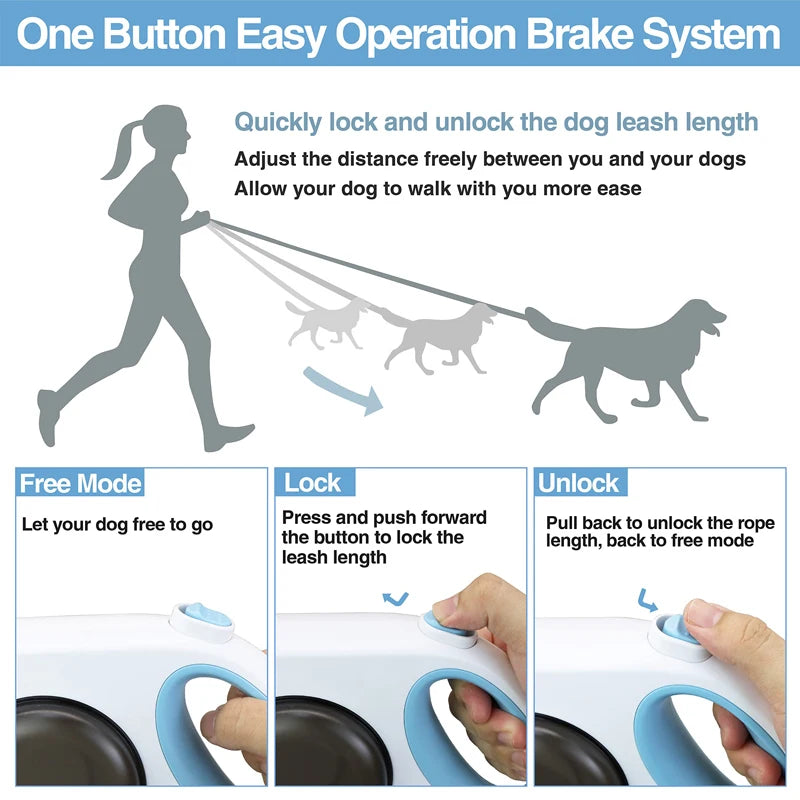 retractable dog leash with light and bowl, view 6 - MRSLM