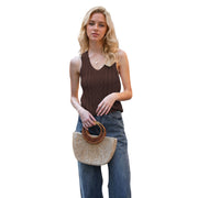 Women's V-neck knitted tank vest, view 4 - MRSLM
