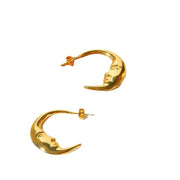 gold-tone moon stud earrings, view 2 - MRSLM