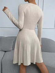slim fit sunken stripe fleece dress, view 4 - MRSLM