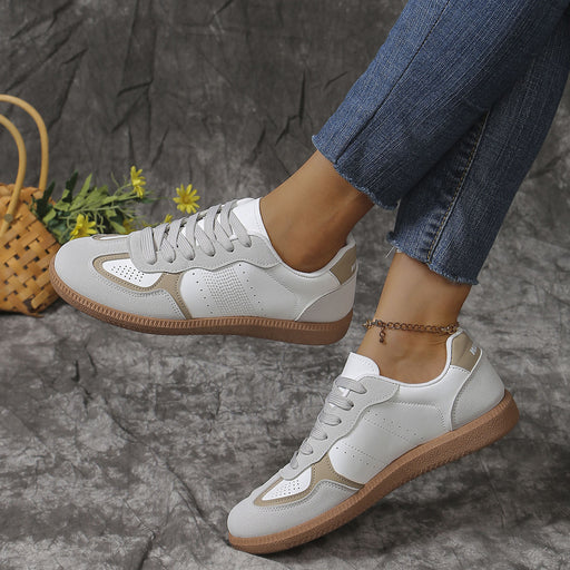 Colorblock lace-up breathable flats - MRSLM