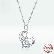 heart-shaped zircon S925 silver necklace, view 2 - MRSLM