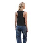 Women's V-neck knitted tank vest, view 3 - MRSLM