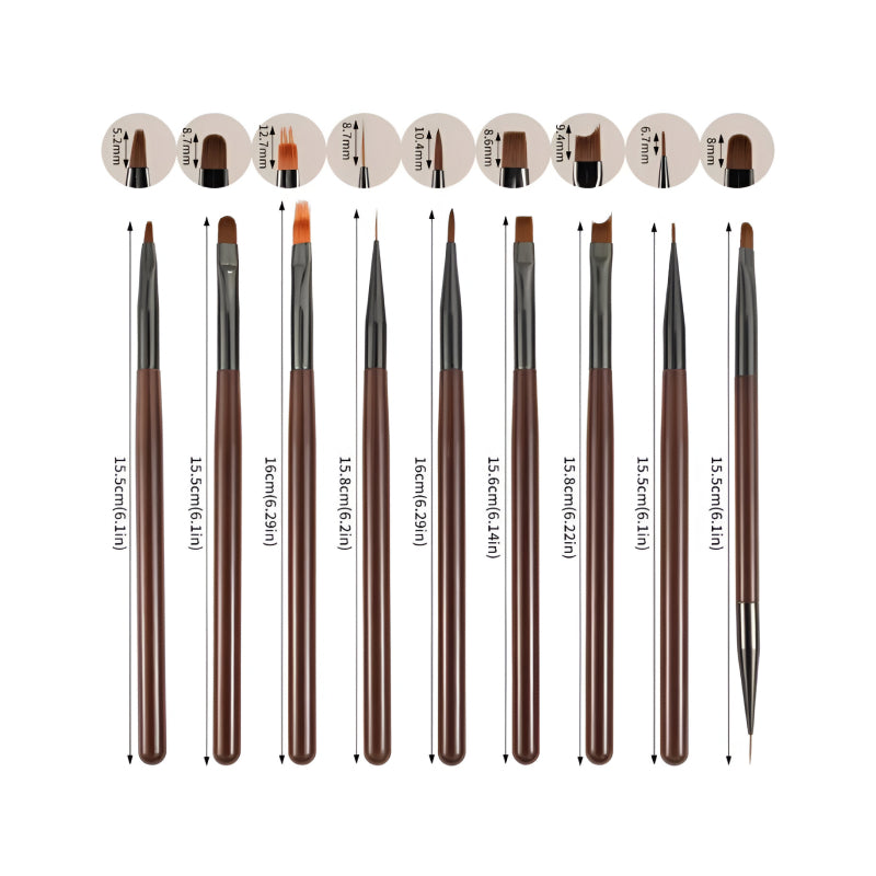 9-piece UV gel nail art brush set, view 9 - MRSLM