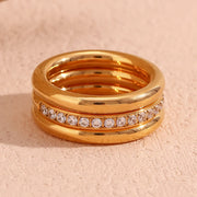 zircon three-piece gold plated ring set, view 5 - MRSLM