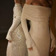 strapless sparkle maxi dress, view 7 - MRSLM