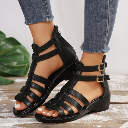 cross tied gladiator wedge sandals - MRSLM