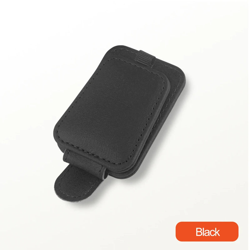 magnetic leather car sunglass holder, view 3 - MRSLM