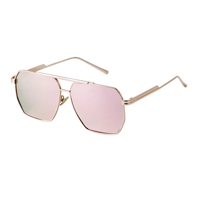 retro metal oversized polarized square sunglasses, view 4 - MRSLM