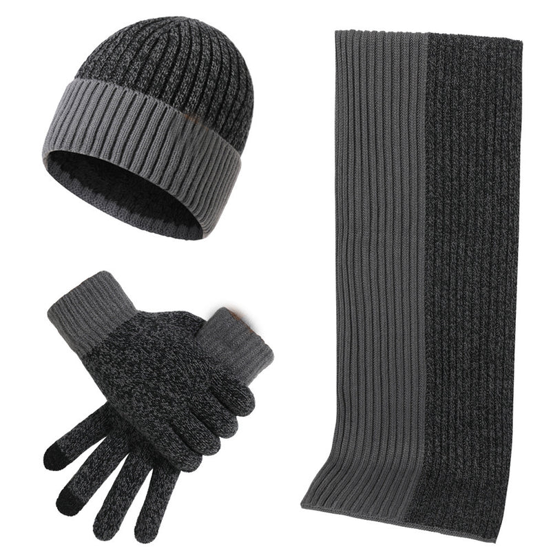 Men's knit hat, scarf and gloves winter set, view 4 - MRSLM