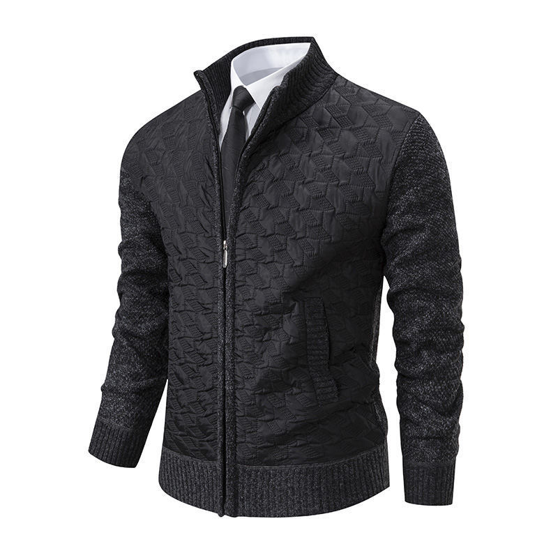 Men's stand collar knit sweater jacket, view 5 - MRSLM