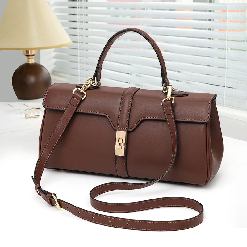 Genuine leather rectangular crossbody bag, view 4 - MRSLM