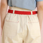 High-waist cotton pants with fruit embroidery, view 6 - MRSLM