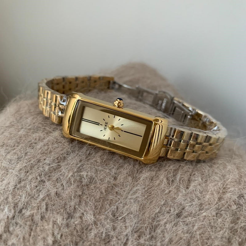 Women's rectangular gold steel belt quartz watch, view 6 - MRSLM