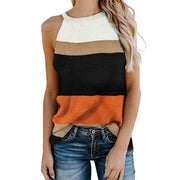 women's knitted stripe sleeveless vest, view 2 - MRSLM