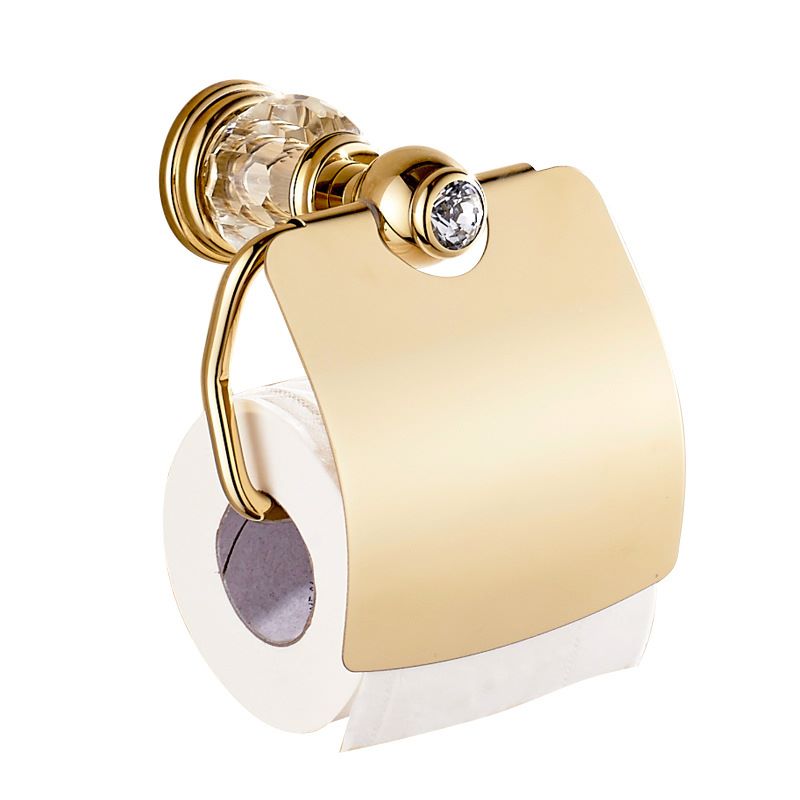 gold brass toilet paper holder with crystal, view 3 - MRSLM