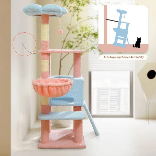 47-inch flower cat tree, view 2 - MRSLM