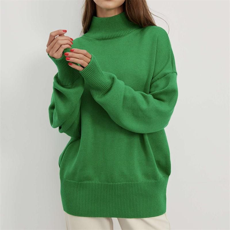 womens oversized turtleneck knitted sweater, view 12 - MRSLM