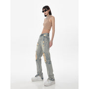 High waist ripped straight jeans for women, view 4 - MRSLM