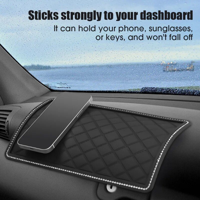 Sparkling diamond anti-slip car dashboard mat, view 6 - MRSLM