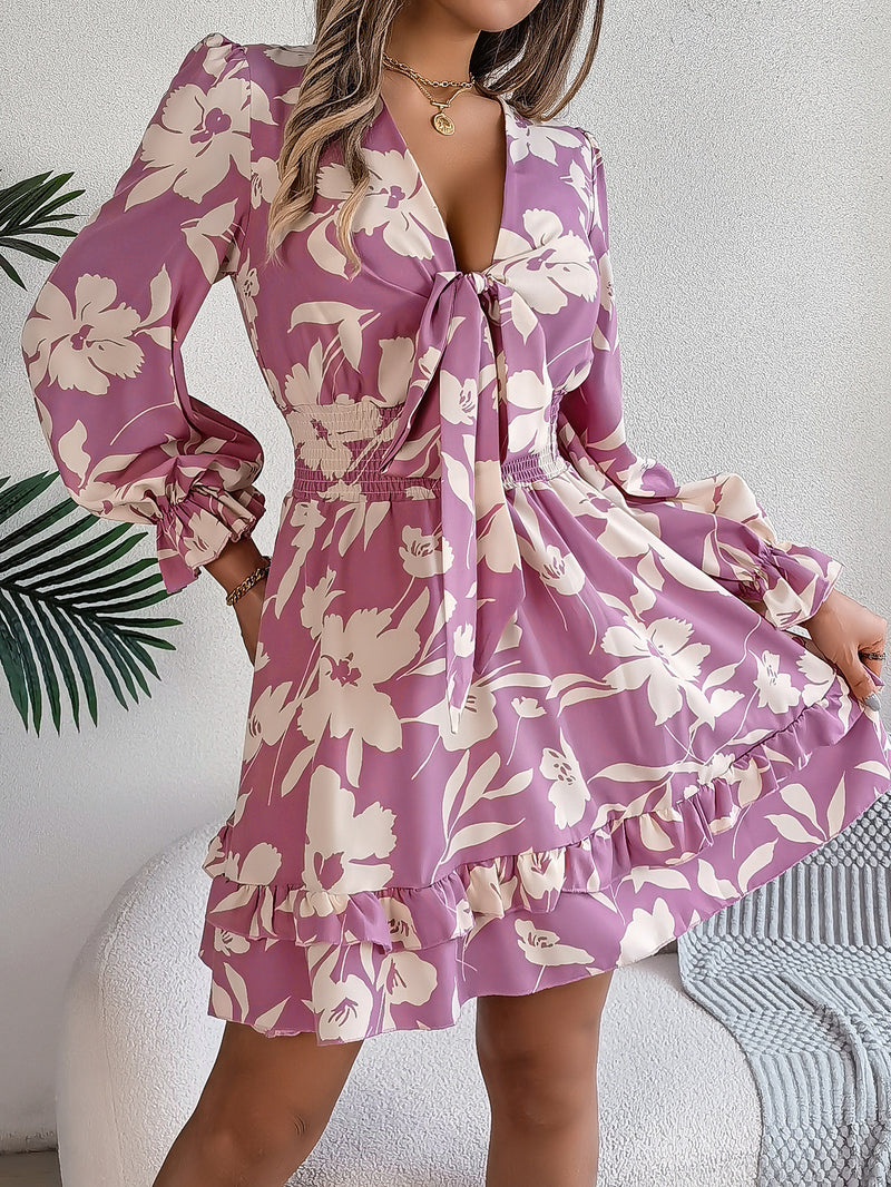 women's flower ruffled A-line dress, view 7 - MRSLM
