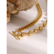stainless steel mixed bead and smooth chain necklace, view 6 - MRSLM