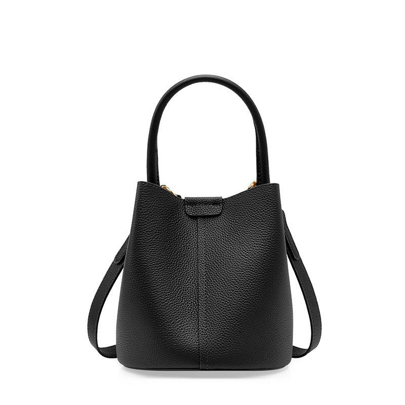 Women's leather bucket bag, view 3 - MRSLM