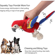 plush parrot squeaky dog toy, view 4 - MRSLM