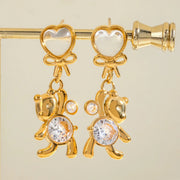 Gold plated panda earrings with cat's eye stone - MRSLM