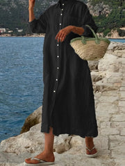 loose long sleeve shirt dress, view 5 - MRSLM