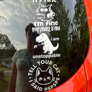 dinosaur I am Unstoppable car window decal, view 4 - MRSLM