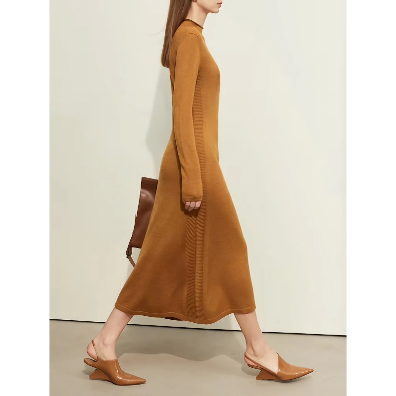 slim A-line knitted dress, view 5 - MRSLM