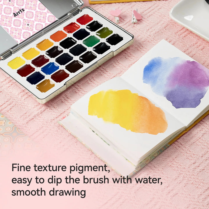 24 Color Watercolor Paint Set - Non-Toxic Art Supplies for Adults