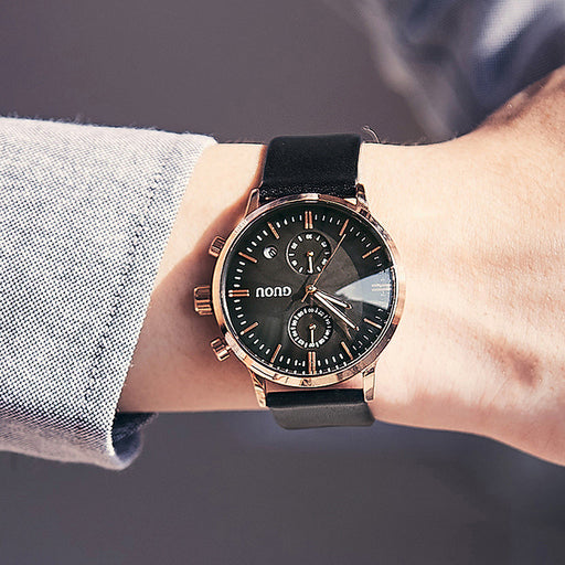 men's calendar leather quartz watch - MRSLM