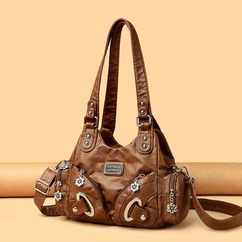 soft leather crossbody tote bag, view 7 - MRSLM