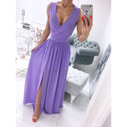 Women's sleeveless V-neck long dress, view 4 - MRSLM