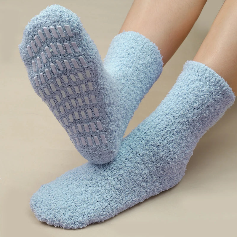 coral velvet anti-slip indoor socks, view 2 - MRSLM
