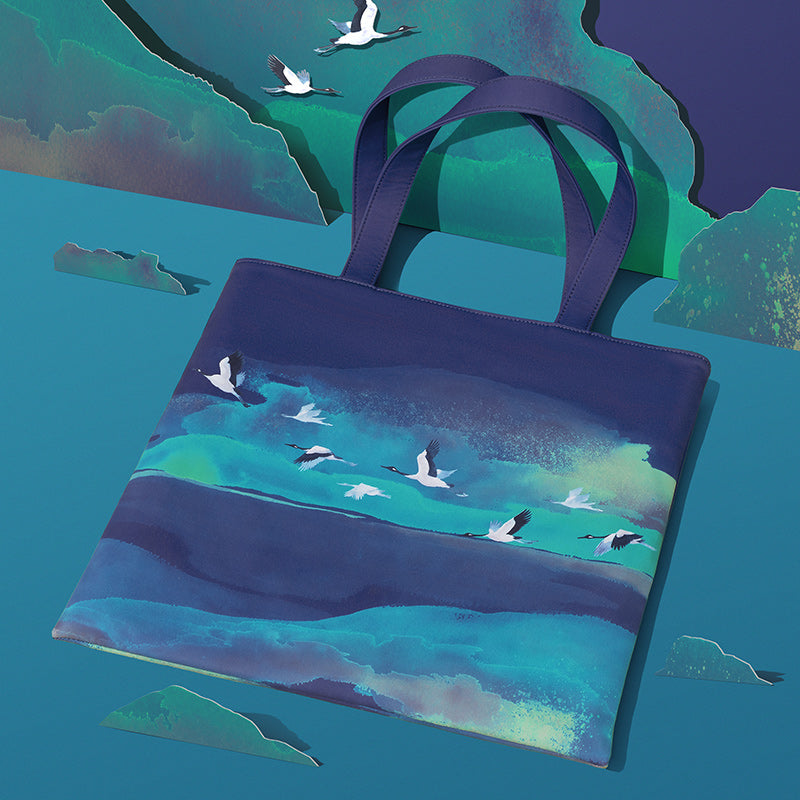 chinese style illustration shoulder tote bag, view 4 - MRSLM