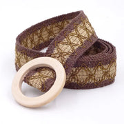 Boho crochet lace belt with wooden buckle, view 3 - MRSLM
