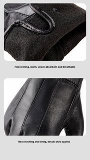 genuine leather fleece-lined gloves, view 2 - MRSLM